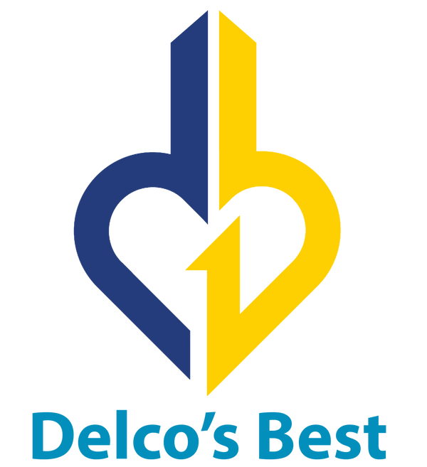 large blue and yellow delcos best logo